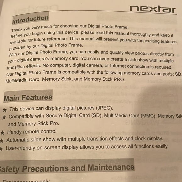 Nextar digital photo frame N7-110 with black or silver frame and instruc… - Picture 5 of 5